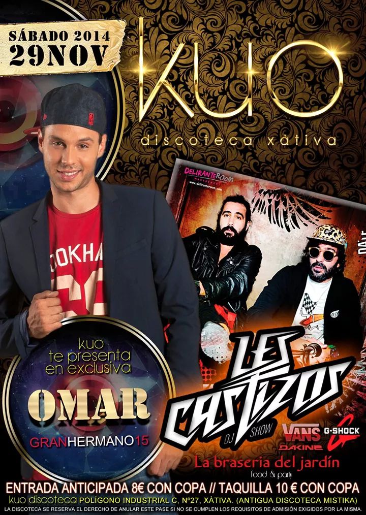 discokuoxativa's tweet photo. Sábado 29 contaremos con @lescastizos y EN PRIMICIA a nivel nacional tendremos a @Omar_Gh15 !! Contacta
con tu rrpp. http://t.co/KfzbNlY1vj