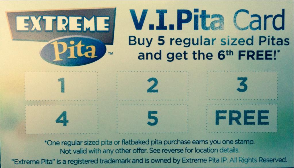 Ltd time only our Loyalty Cards are here!  Purchase 5 regular pitas get the 6th FREE #EPEastVic #VIPita ask in store