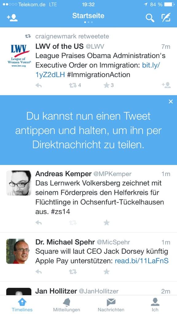 MPKemper's tweet image. Finde ich eine tolle Sache, die neue Share-Funktion auf #Twitter! #twittermessenger