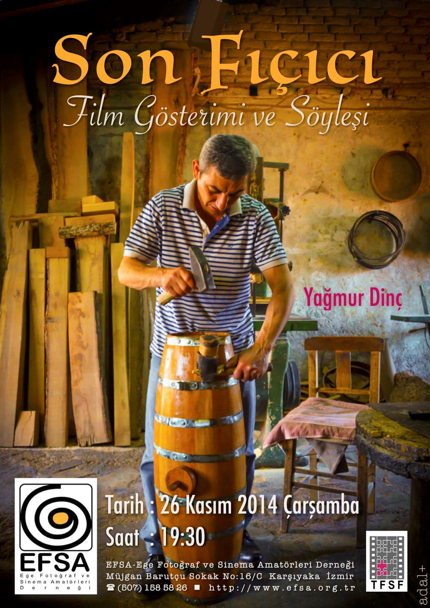 EFSA_35's tweet photo. 26 KASIM 2014 EFSA PROĞRAMI
YAĞMUR DİNÇ ''SON FIÇICI'' BELGESEL-KISA FİLM GÖSTERİMİ VE SÖYLEŞİ.
BEKLERİZ. http://t.co/rl8rBgKhIk
