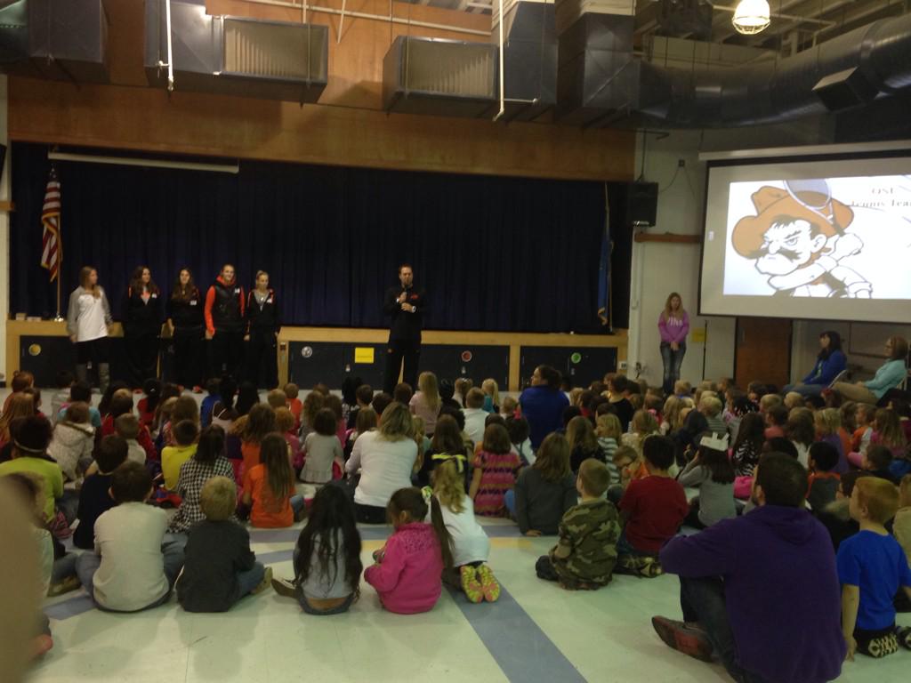 OSUPromos's tweet photo. @CowgirlTennis is hanging out at #SkylineElementary today #DreamBig #OBGB http://t.co/t79HoD0cOP