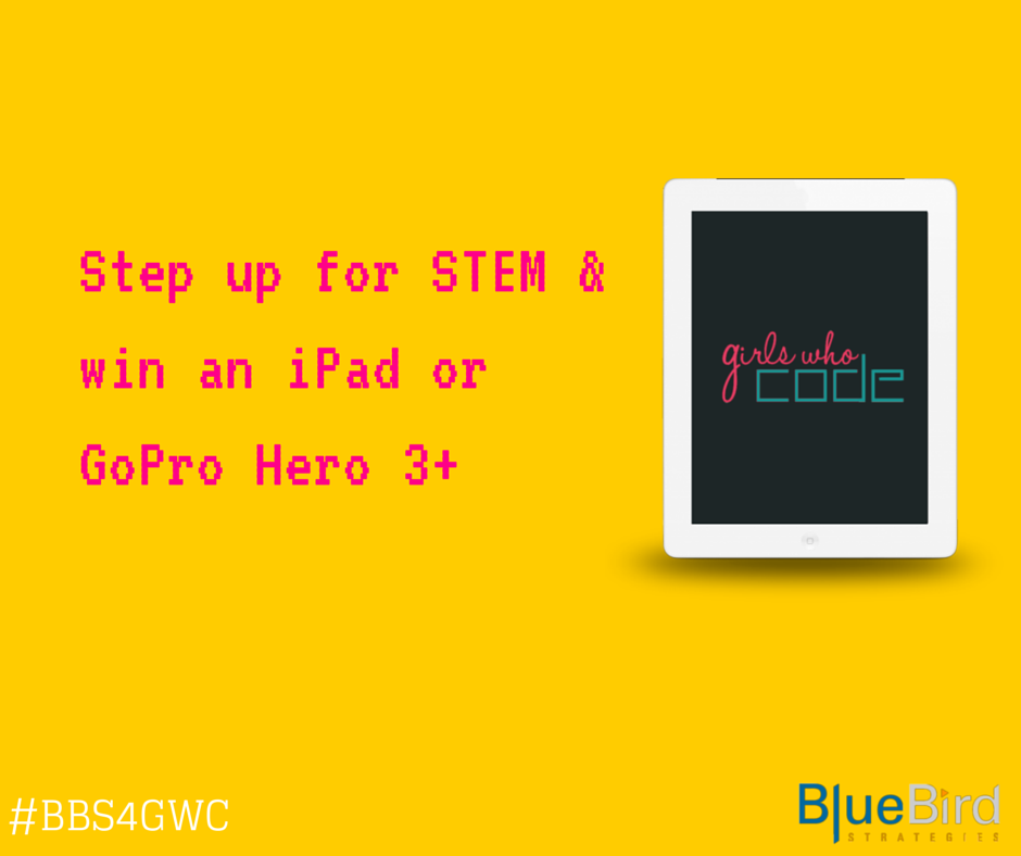bbstrategies's tweet photo. YOU can win an #ipadmini or #gopro by supporting @girlswhocode. 1RT= $1 donated &amp; entry to win - That easy. #BBS4GWC http://t.co/lDRa56ifUW