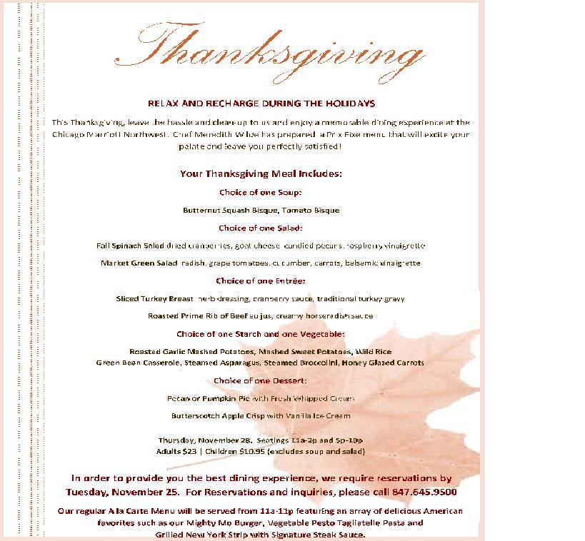 chi_marriott_nw's tweet photo. See what Chef Meredith Wilde will be cooking for Thanksgiving! Call (847) 645-9500 to book your reservations! http://t.co/0w6lL715qB
