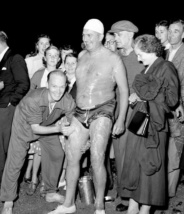 Man prepares for sex, Ipswich, early 1950s. A different era.