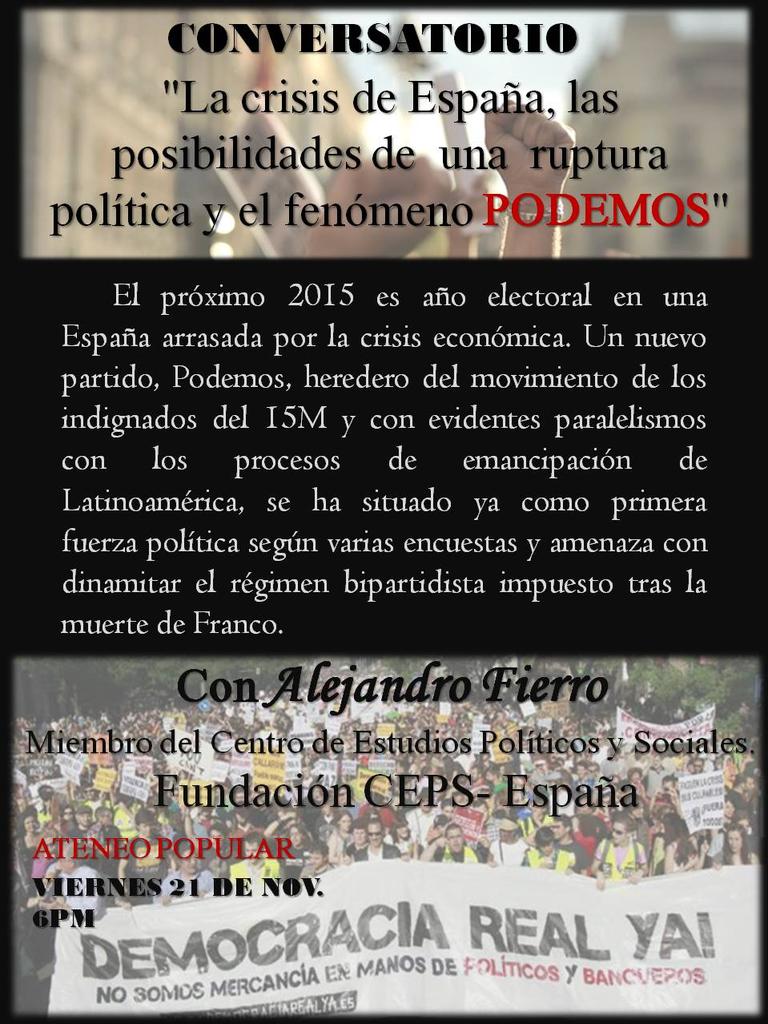 DiDialuis's tweet image. Crisis política y opción electoral en España. Hoy, 6pm en @AteneoPopCss