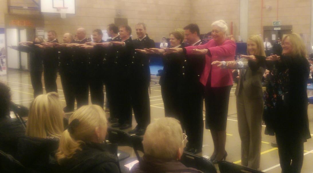 sussex_police's tweet photo. The @Horsham_police Cadets display included VIPs taking a rd side impairment test @ACCRobinSmith @KatyBourne #VCC2014 http://t.co/Cft9jYitv9