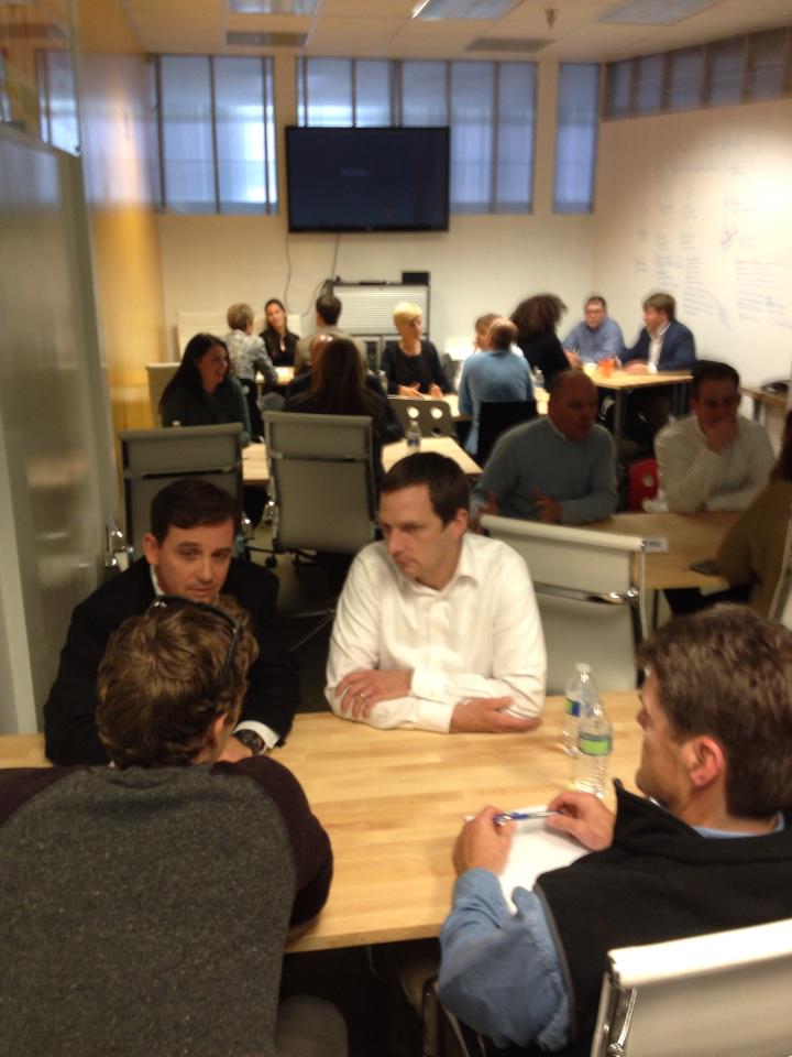 thwilliamson's tweet photo. Reverse speed to seed. Bankers pitch entrepreneurs @IdeaVillage #onlyinnola http://t.co/ymx5Lm6dbA