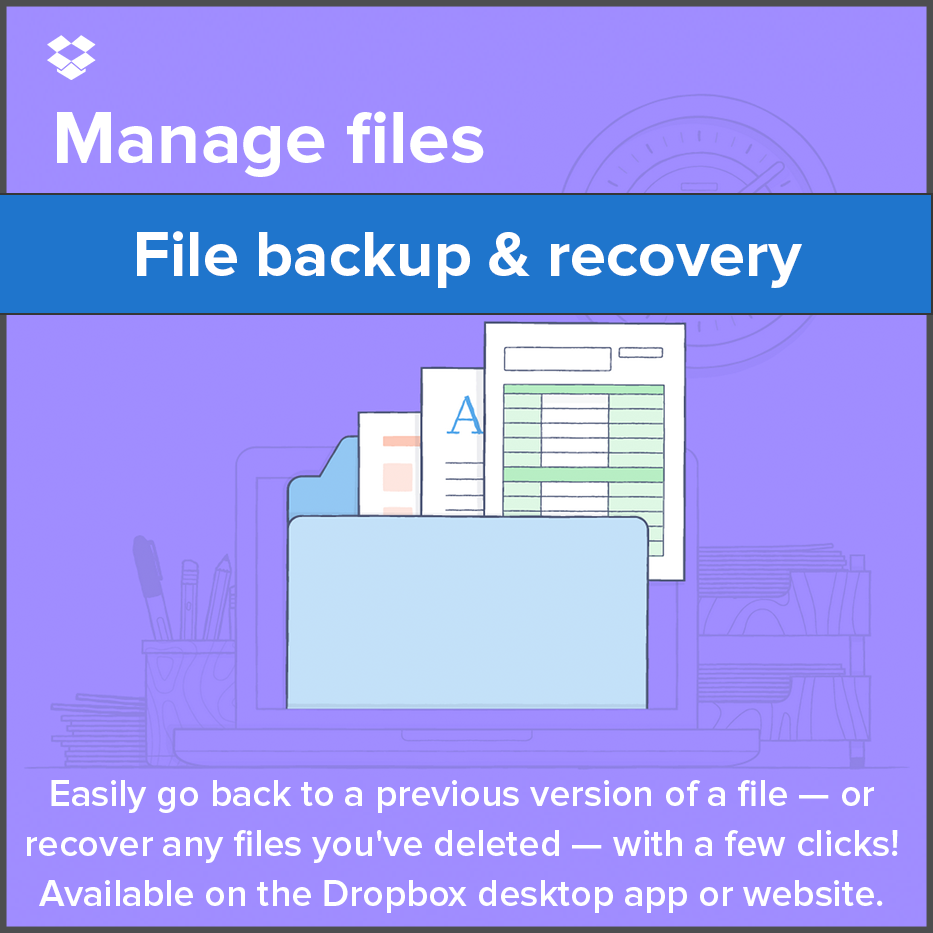 DropboxBusiness's tweet photo. Tip of the week: turn back the clock &amp; recover deleted files or previous versions in @Dropbox http://t.co/E7sII6gNmo http://t.co/lG0d65IhX0
