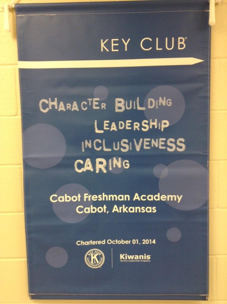 theprincipalguy's tweet photo. Welcome to existence Cabot Freshman Academy Key Club. A banner makes us official @CabotFA #CFAKeyClub http://t.co/zCkP5DIJnN