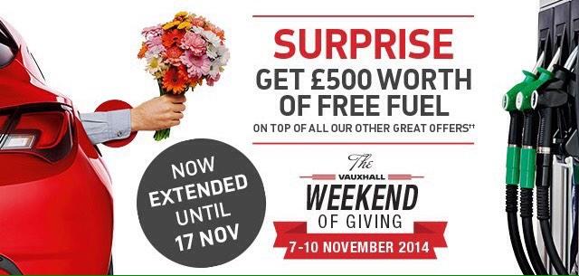 Good news! If you're still after a new car, the Vauxhall Weekend of Giving has been extended until the 17th of Nov. 😄