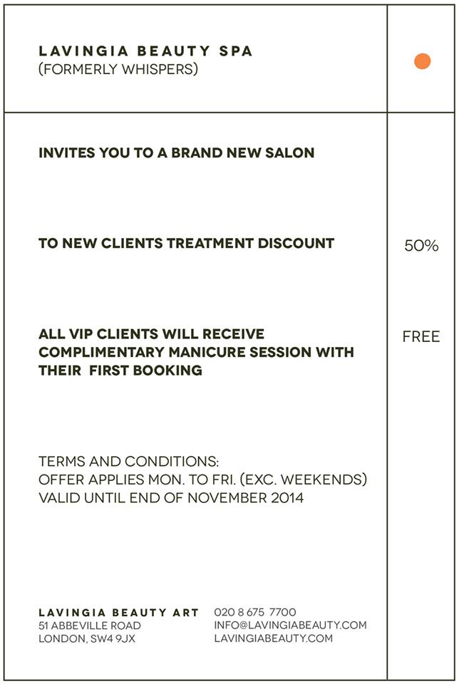 whispers51's tweet photo. Friends and clients- to celebrate Whispers revamp to Lavingia Beauty we have some amazing promotions this November! http://t.co/KXMSTq2dCa
