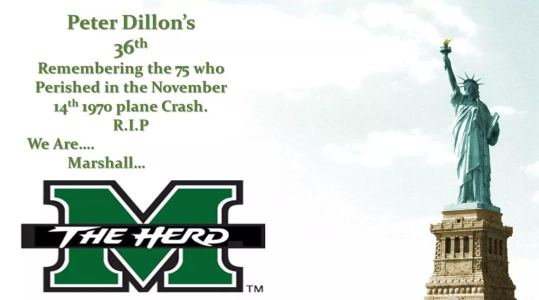 Peterdillons36's tweet photo. @HerdNation PeterDillon's36th,Rememberingthe75 who Perished on Nov14th 1970Our thoughts are with you.WE ARE MARSHALL. http://t.co/luqcUPd27O