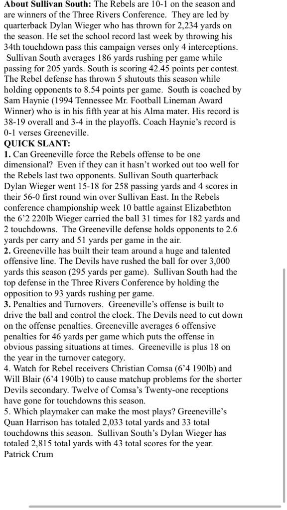 ETSPNcom's tweet photo. Greeneville hits the road again.  Pat Crum previews the Greene Devil playoff tilt.  #GoDevils http://t.co/vNIKK3fFpb