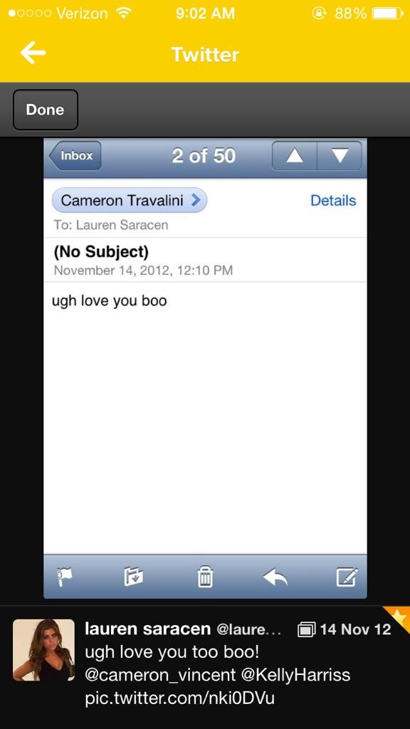 ctravalini's tweet photo. Flirtin @laurensaracen http://t.co/si5AdFeTRc
