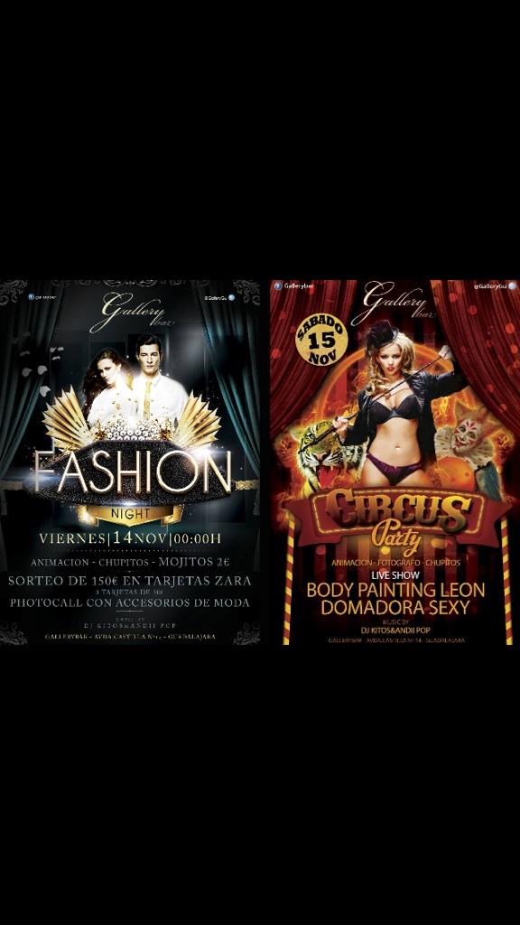 GalleryGU's tweet photo. Empieza el fin de semana! Esta noche...GALLERY FASHION NIGHT! Y mañana sábado CIRCUS!! #Gallery2014 os esperamos! http://t.co/DDYzx0BORP