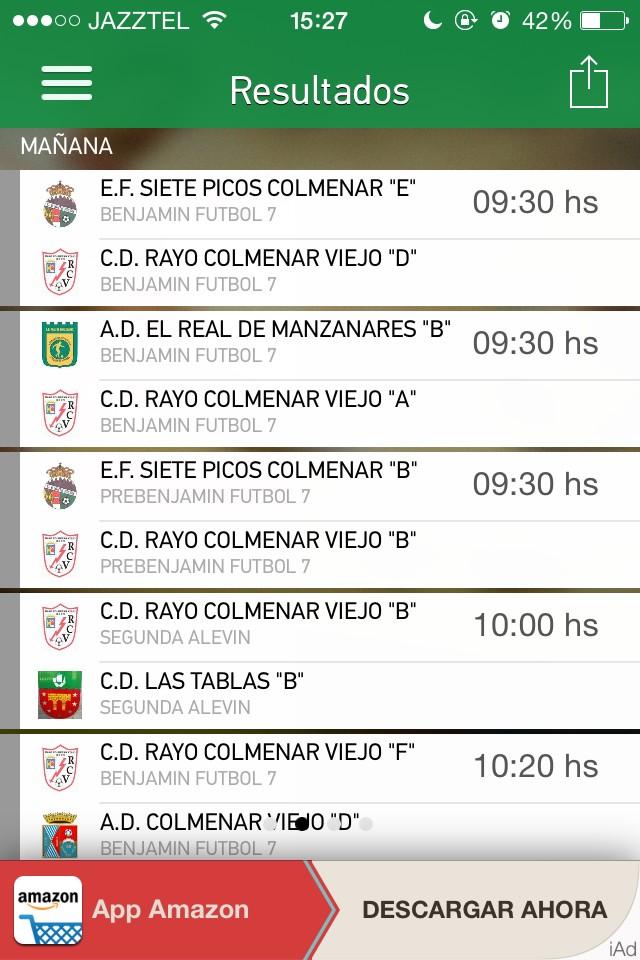 CDRayoColmenar's tweet photo. PARTIDOS DE MAÑANA (por horas): http://t.co/uvzDdtUQIs