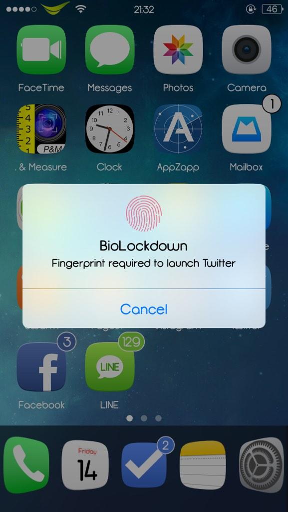 tik_pca's tweet image. เจ๋ง #biolockdown อัพเดตรองรับ #iOS8 ล็อคให้หมดแอพ 555