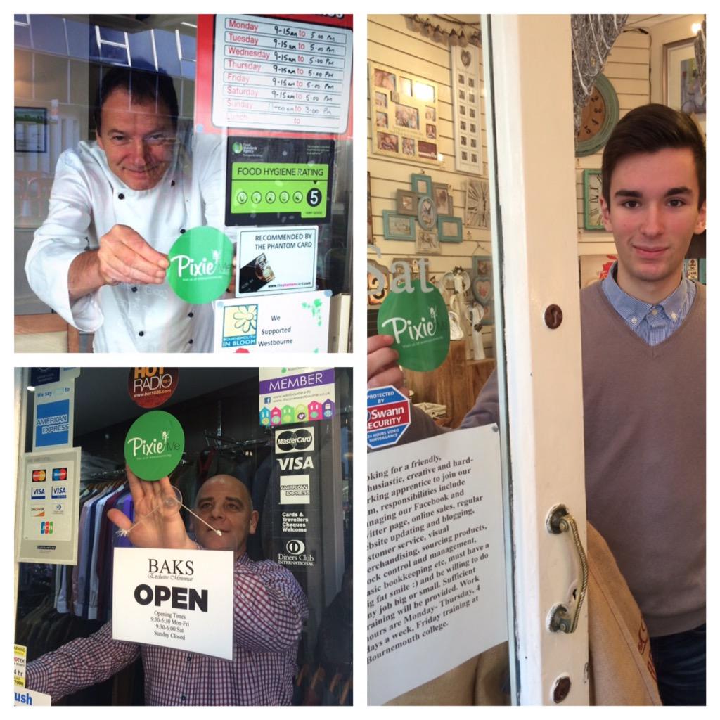 AlexRoseAustin's tweet photo. Having a great day saying hello to all our amazing independent businesses in Westbourne! @Pixie_me stickers are up! http://t.co/mtGBmZCxq1