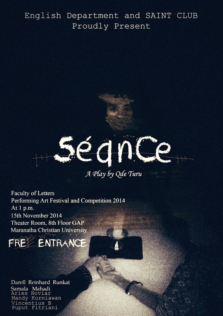 RTJ29's tweet photo. Come and watch our drama performance SEANCE 15Nov2014, 1pm, 8th Floor Theatre Room GAP Building. @ukm_official http://t.co/PHUmaNWnRe