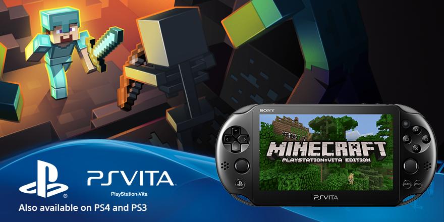 PlayStationUK's tweet photo. Minecraft is out now for PlayStation Vita, available in-store and online! http://t.co/sXd1z4hKzD #AmazonBasket http://t.co/WhFPUGtdCh