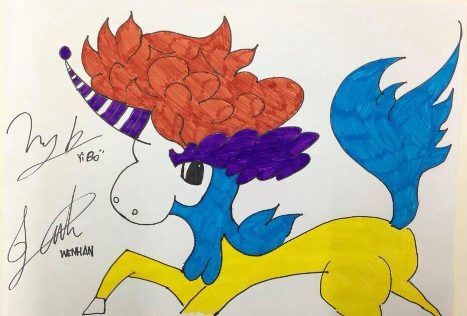 UnicornsBrazil's tweet photo. [UNIQCLUB] Wenhan fez um desenho e depois o Yibo pintou. http://t.co/yQWvBKHAbD