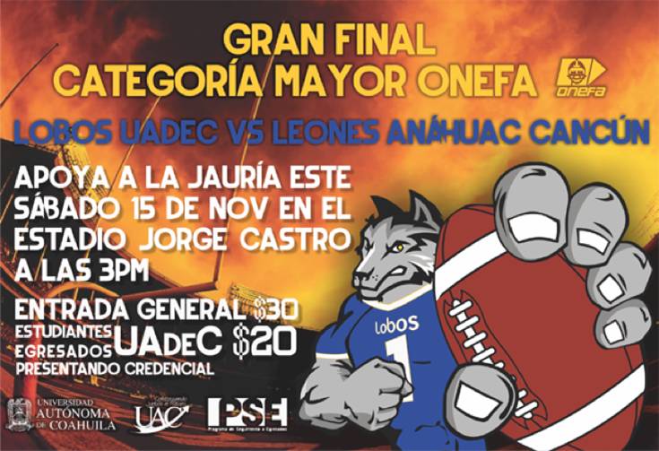 lobosuadec's tweet photo. #Saltillo Quién vendrá a apoyar a los #Lobos  @UAdeC en la Final de la #Onefa ?
Dale RT porque todos #SomosLobos http://t.co/eDn1OeJNJ7