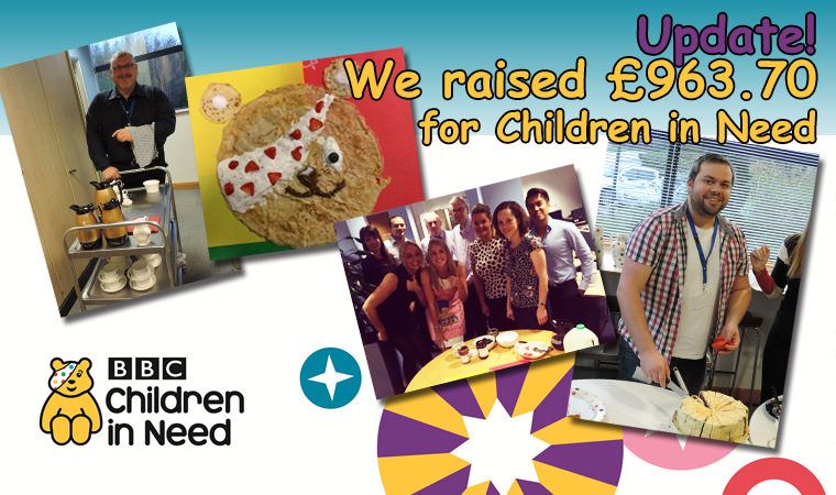 ISSTechServices's tweet photo. Thanks to one final push of cake sales... our donation total has increased! We've raised £963.70 for @BBCCiN http://t.co/1vMjw1pZxi