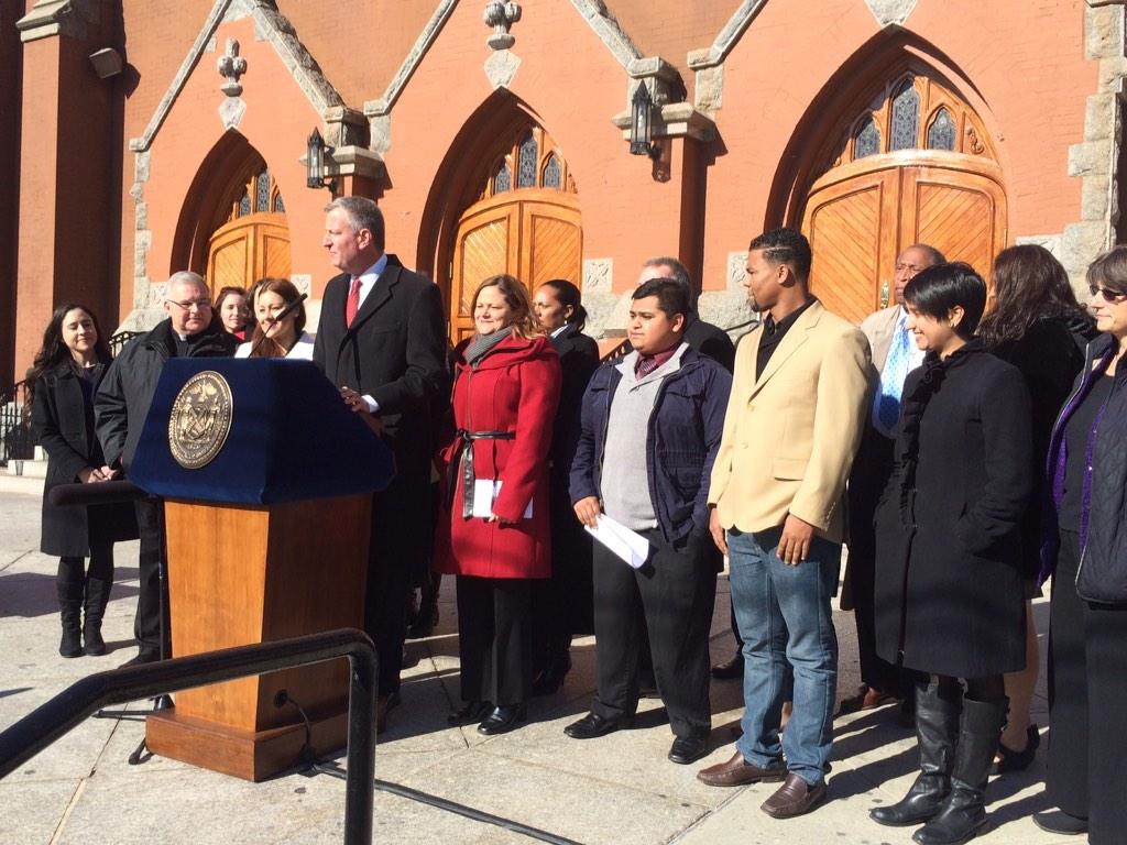 IvanLS24's tweet photo. .@BilldeBlasio kicking off bill signing of @MMViverito #ICEDetainers bills. Victory for #CivilRights and #Immigrants http://t.co/vcIjTdLURw