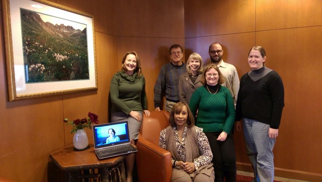 DeniseATLA's tweet photo. #atla2015 in Denver w Conf Cttee planning the conference and selecting proposals @YourATLA &amp; Tracy via Skype http://t.co/NVZc3arK6F