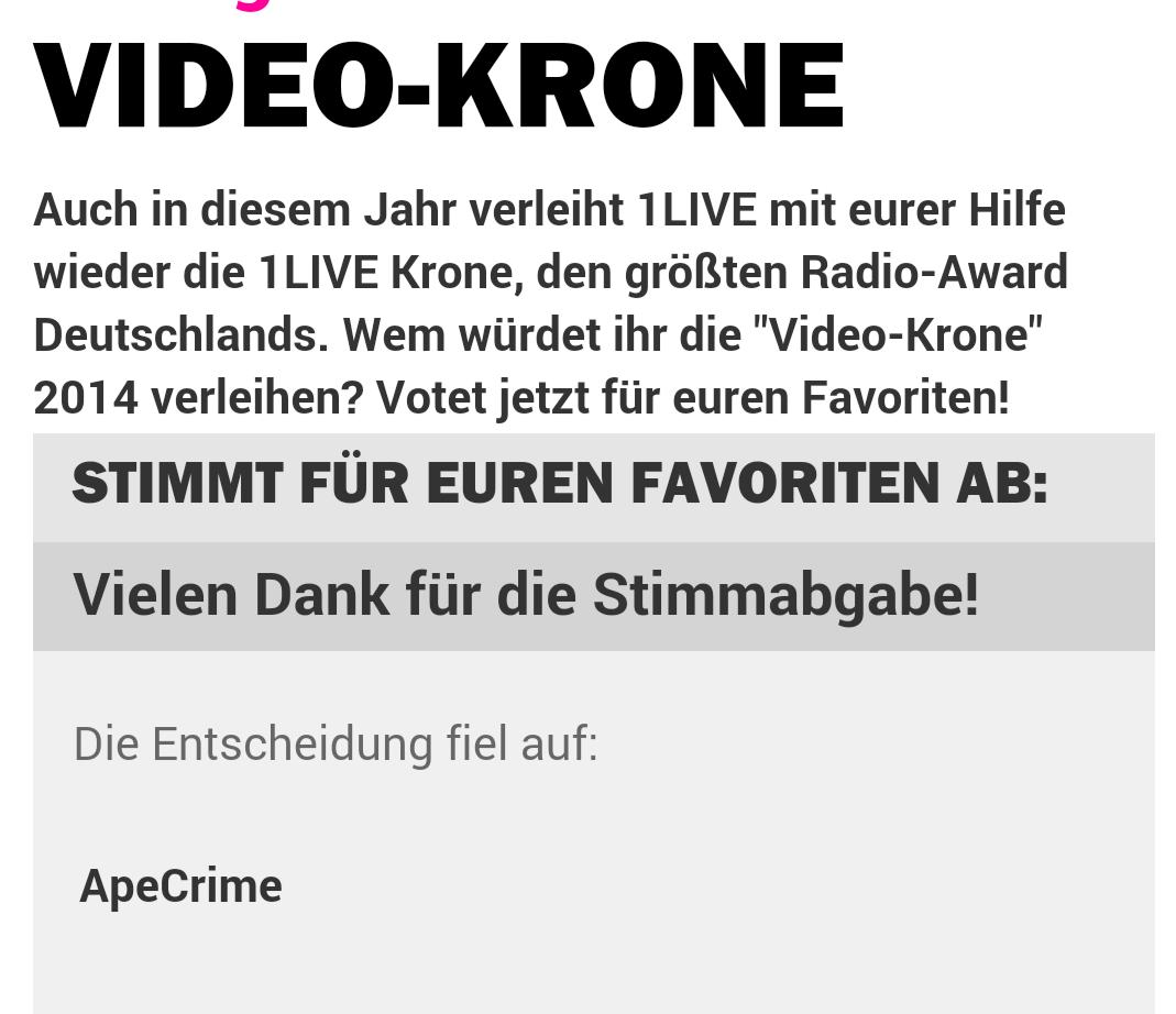 elli_mahn_'s tweet photo. @cengokong @ApeCrime @andreschiebleer votet für die Affen! 💓  #videokrone http://t.co/5AXbXvWctk