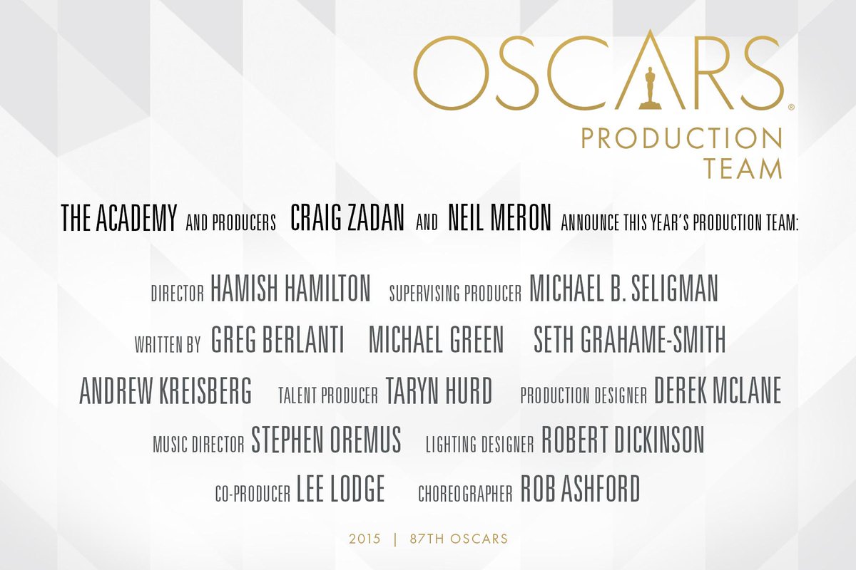 #OSCARS 2015
FOR OSCAR NEWS &amp; UPDATES &amp; PHOTOS 
FOLLOW BOTH OF US DAILY, FROM NOW THRU FEB 22
<a href="/craigzadan/">Craig Zadan</a> <a href="/neilmeron/">Neil Meron</a>