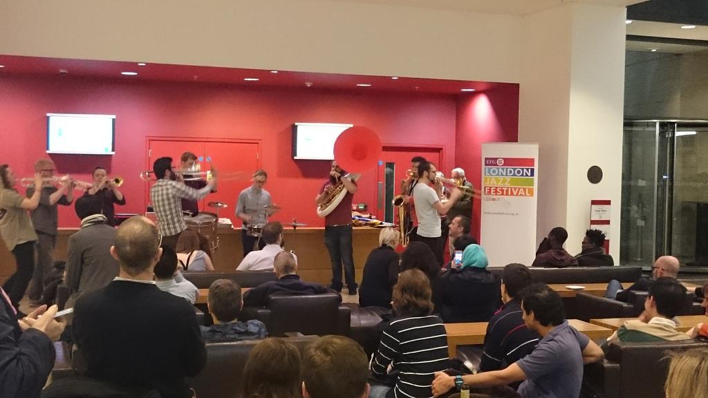 securicurtis's tweet photo. Kicking off @LondonJazzFest @KingsPlace tonight is festival on the move stars @_YoungPilgrims Lots of #jazzfaces here http://t.co/LOaB5HmzyG