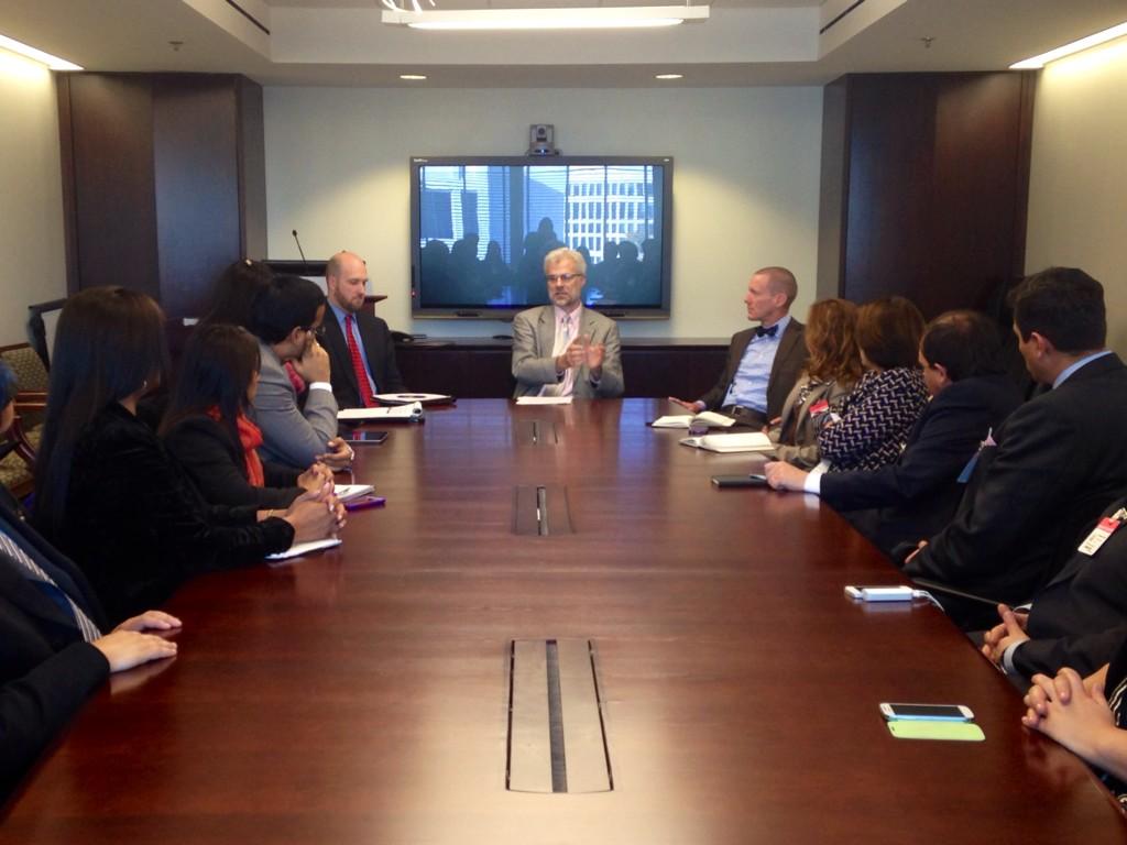 GeorgetownLatAm's tweet photo. Meeting with representatives from Western Hemisphere Affairs at @StateDept #ILG2014 http://t.co/HX2Fp35UUU