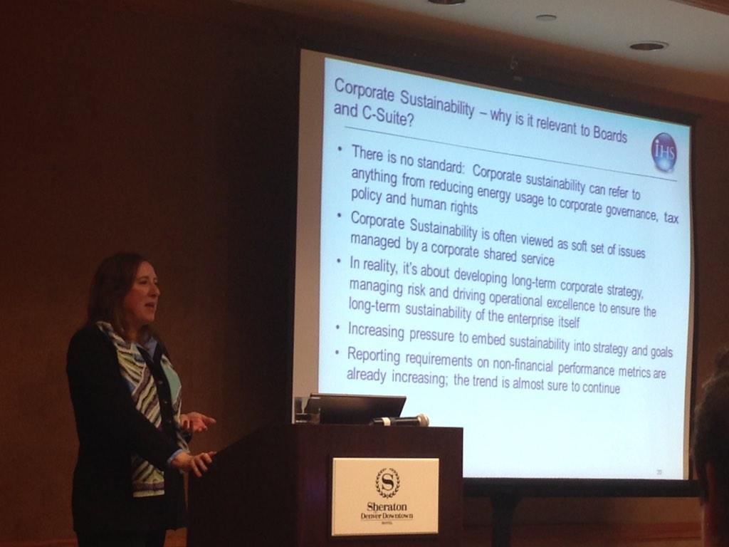 Jane Okun Bomba of @IHS shares advice on how to discuss sustainability with corporate boards #ISSP2014