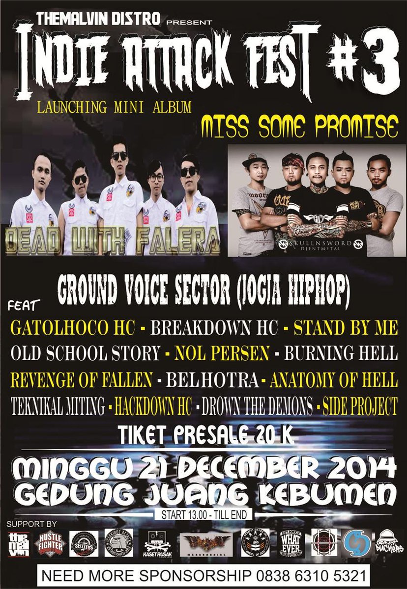 Comingsoon " indie attack fest #3 "
Feat : @DEADwithFALERA_ , <a href="/SKULLNSWORDS/">SKULLNSWORDS</a> , <a href="/ground/">Ground</a> voice sector , <a href="/breakdown/">Breakdown</a> "