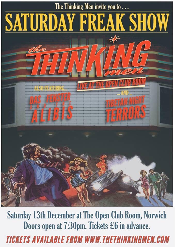 GigsNorwich's tweet photo. I'm getting behind local favourites @TheThinkingMen why not go and give them your support @OPENNorwich Dec13th. http://t.co/IWac15aQZj