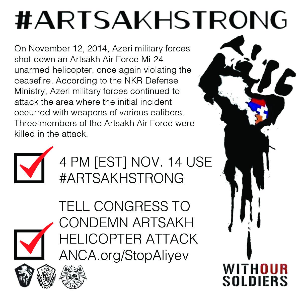 #ArtsakhStrong social media campaign about #Azerbaijan’s fatal attack on an #Armenian Helicopter! TODAY at 4:00pm ET