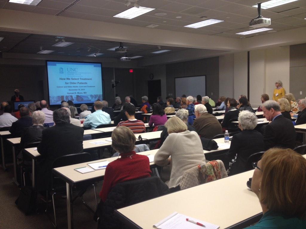 UNCGeriOnc's tweet photo. A touching introduction of geriatric oncology's director Dr. Muss before his talk. #cancer #geriatrics #UNC http://t.co/iBZ4b8XfZC