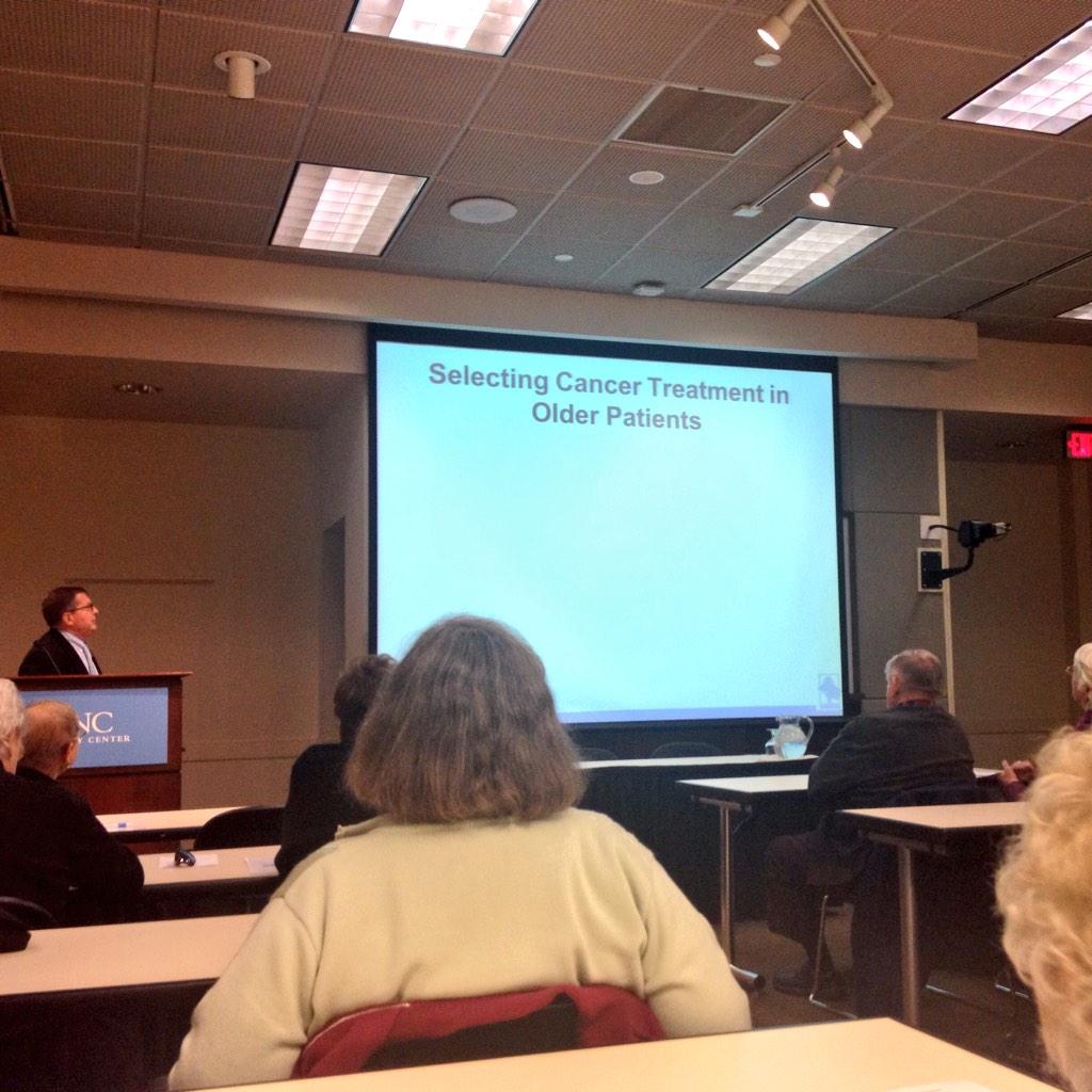 UNCGeriOnc's tweet photo. A touching introduction of geriatric oncology's director Dr. Muss before his talk. #cancer #geriatrics #UNC http://t.co/iBZ4b8XfZC