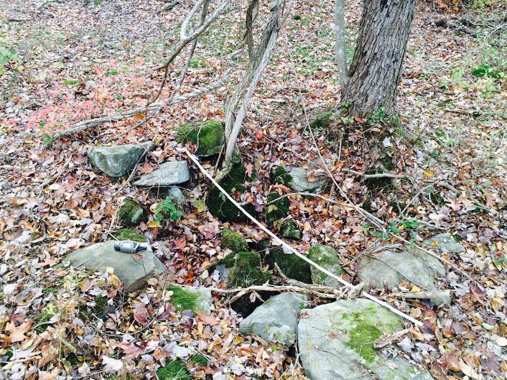APGraesch's tweet photo. #CCarchaeology survey reveals prev undocumented (and big!) well guard in @CCArboretum on this fine, chilly fall day. http://t.co/eliBDfkRSw