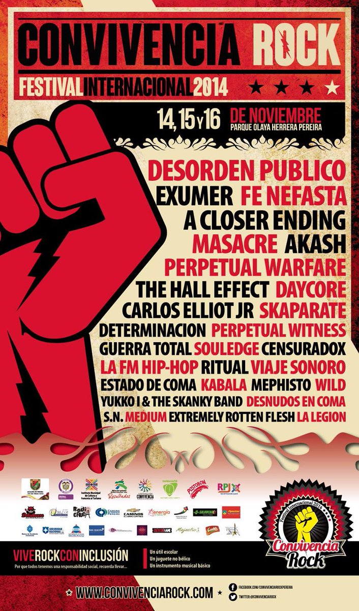 DanelDesorden's tweet photo. ESTE ES EL SUPER AFICHE OFICIAL @ConvivenciaRock ESTE FIN DE SEMANA CON  @desordenpublico AVISEN A SUS PANITAS! http://t.co/liTG9cyJ3Y
