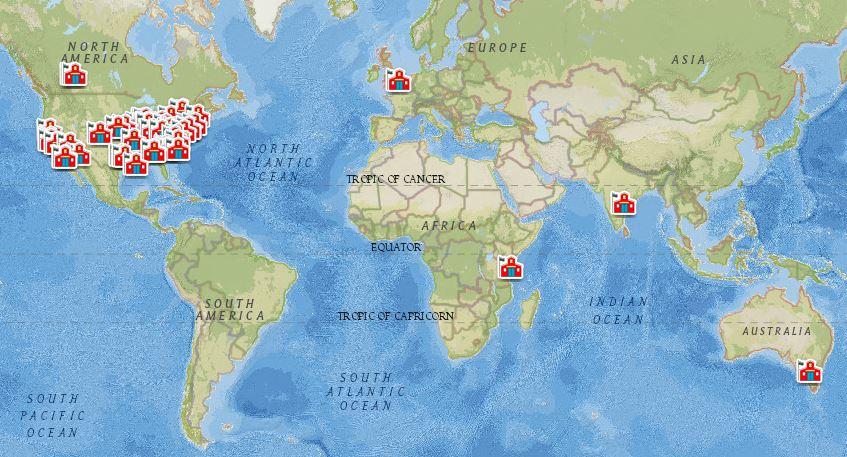 suehalbert's tweet photo. #3HCrew mapped all of the schools that we sent postcards to for the Global Read Aloud! #graedward #tatemtigerpride http://t.co/pWf6PsGB9V