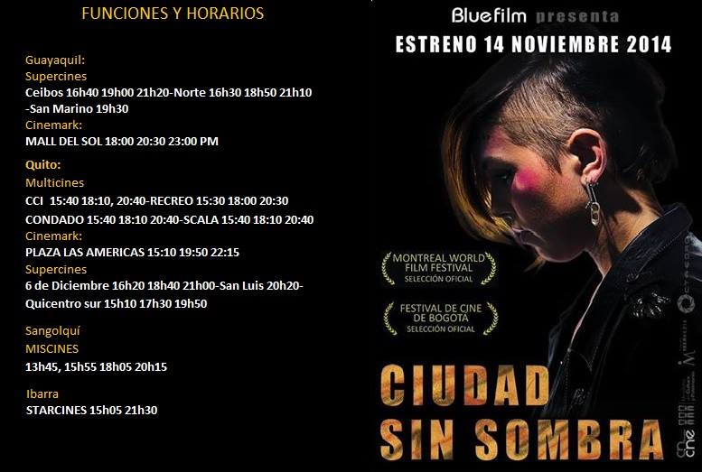 CIUDADSINSOMBRA's tweet photo. Horarios y funciones CIUDAD SIN SOMBRA UIO, GYE, IBRRA; SNGLQI http://t.co/dfswR0ov29