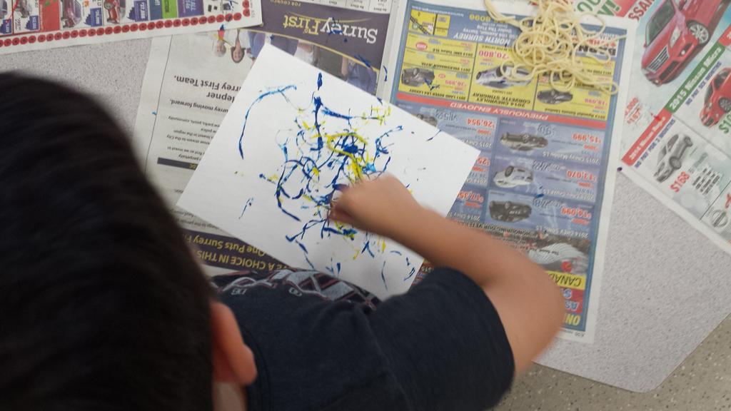 1MsBaird's tweet photo. #painting with #spaghetti in #pajamas! Just another day in #kindergarten! http://t.co/1T0DI4eZg9