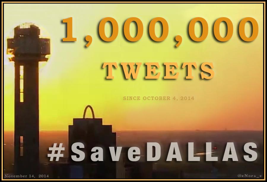 EMMYforLG's tweet photo. 🎆 NEW MILESTONE: 1 MILLION TWEETS! 🎆 Amazing, remarkable effort! Awesome work everyone! Cheers Team #SaveDallas! 👏 http://t.co/bho4SaIAOw