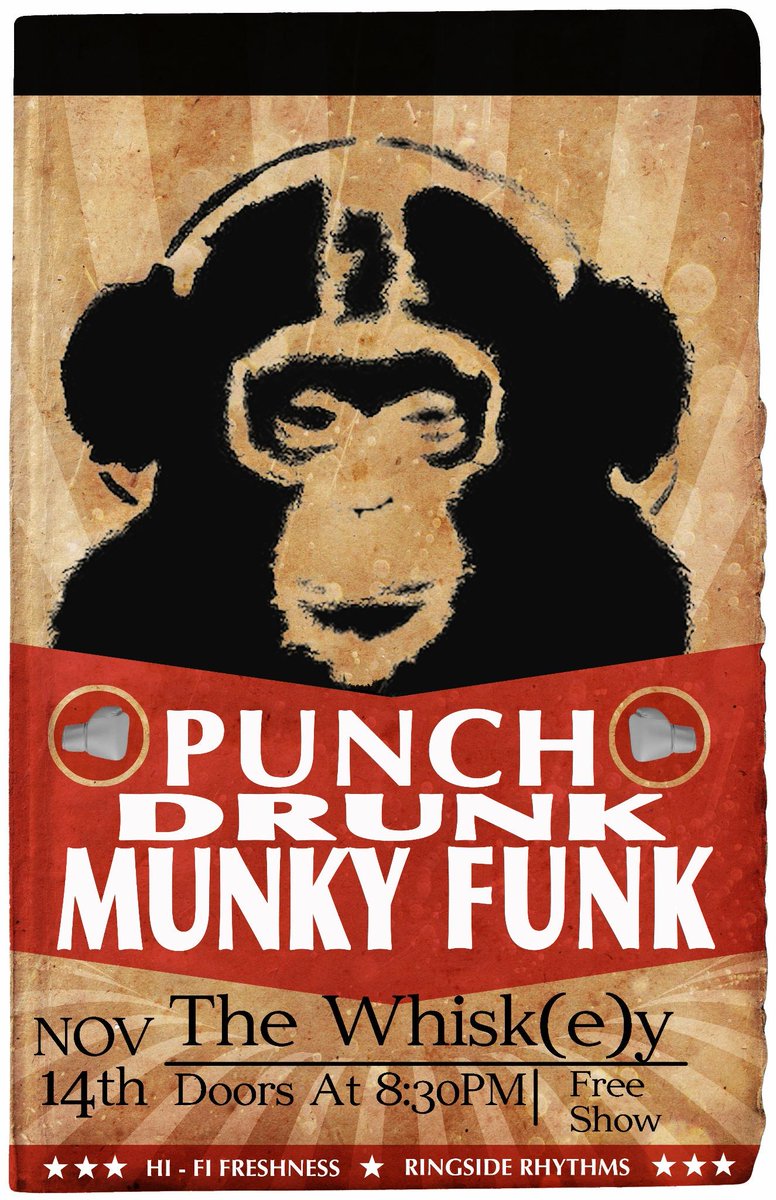 TheWhiskeyFC's tweet photo. Tonight we have Punch Drunk Munky Funk hitting the stage, best not to miss this one! http://t.co/w0KdVhQAII