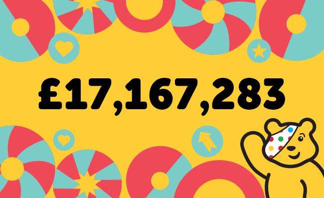 PUDSEY is SO happy! £17,167,283 so far! Thank you, Heroes!  Get donating bit.ly/BT-donate