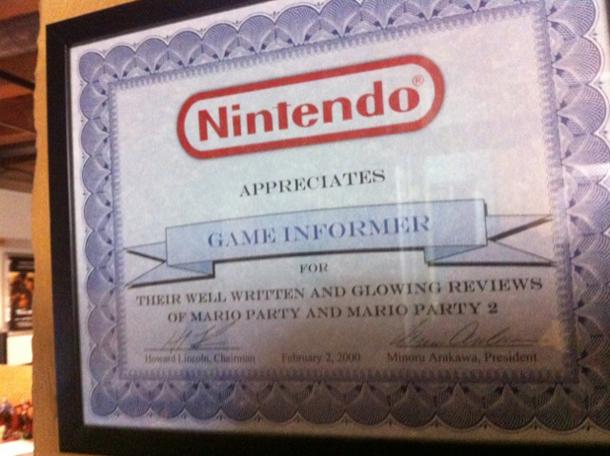 Nintendo Sent Game Informer This Framed Certificate After Their nintendo-sent-game-informer-this-framed-certificate-after-their