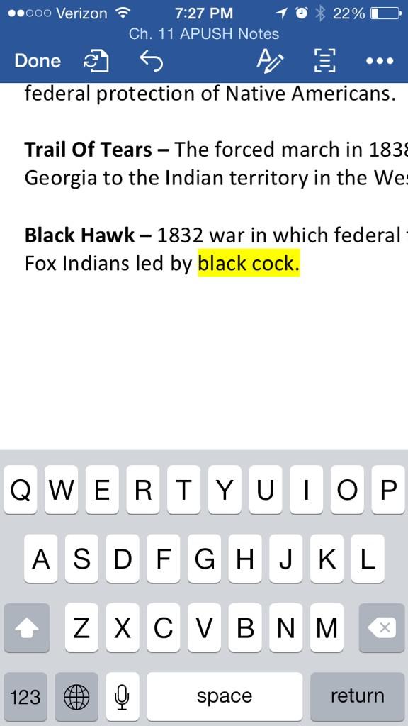 _TheeGentleman's tweet photo. Gosh damn it Siri. I was saying "Black Hawk" not "black cock"..... 😒😅😂 #APUSHNotes #SiriScrewingMeOver http://t.co/J6hYIZluJX