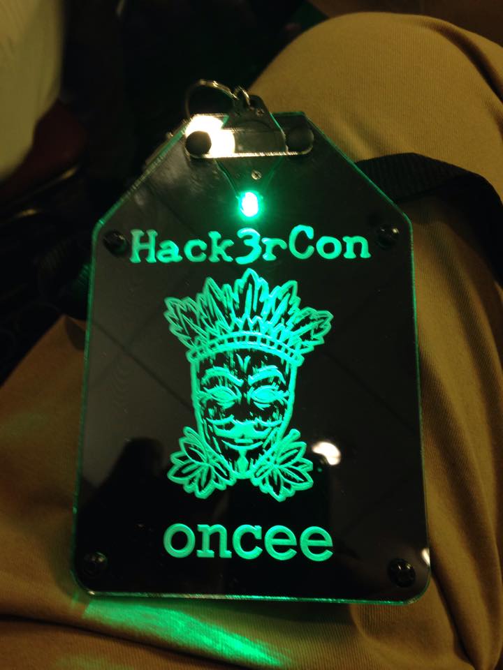 oncee's tweet photo. Thanks to the @hack3rcon organizers and @304geek for the cool badge. http://t.co/p78XLu94Xf